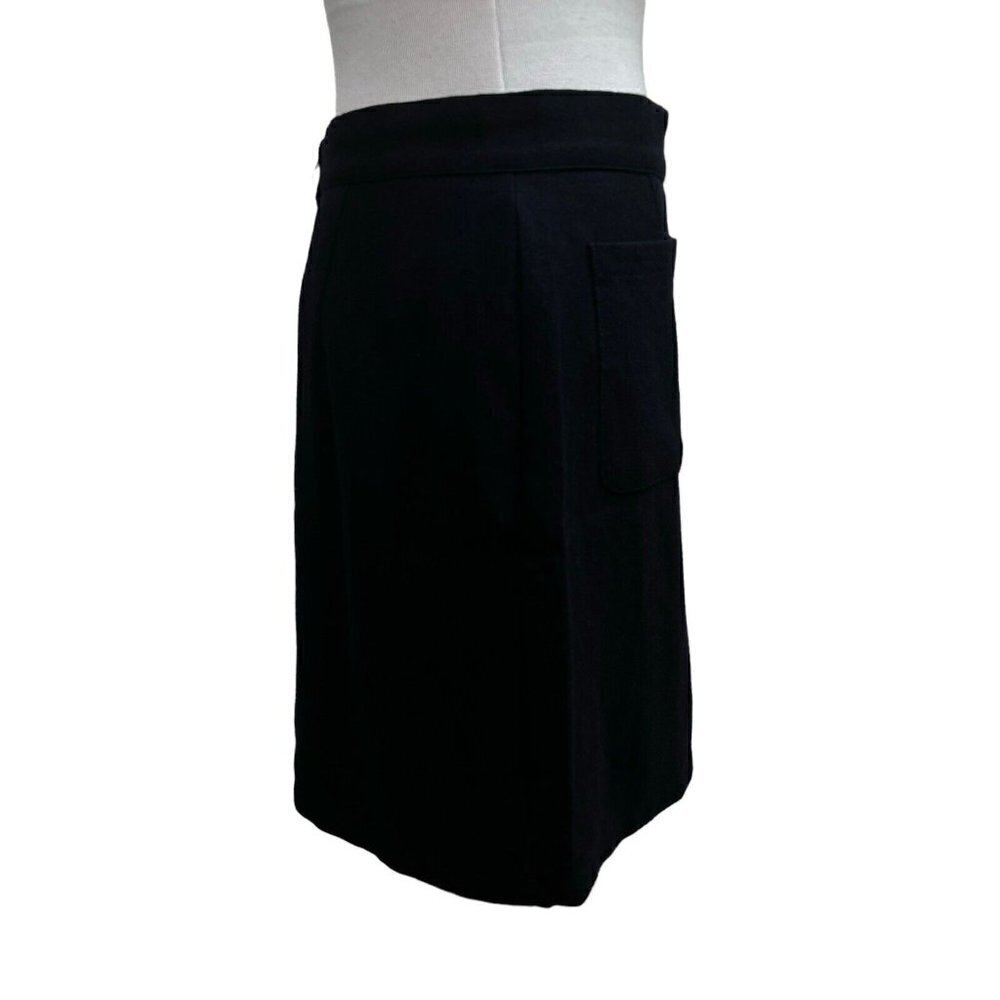 ModCloth Women's Size 8 Mini Pencil Skirt Navy Blue Front Pocket Wool Blend - Picture 3 of 5